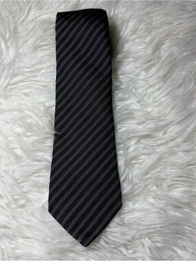 John Varvatos Black Diagonal Stripe Silk Tie